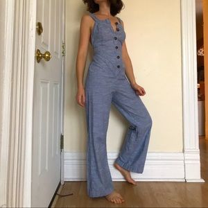 Blue & white stripe jumpsuit